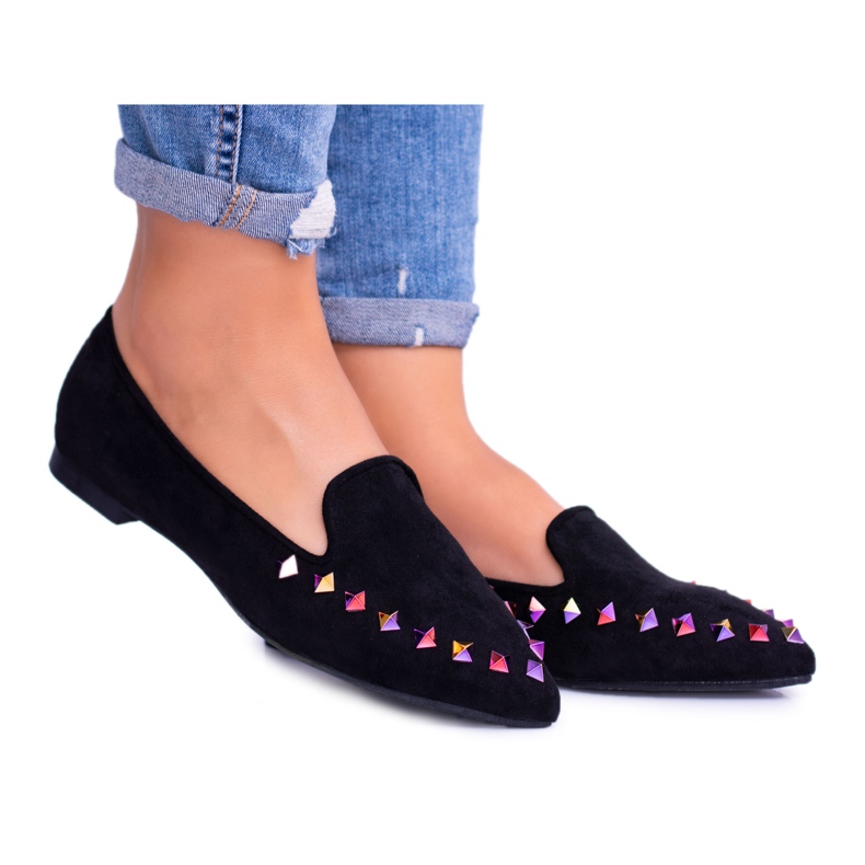 Lu Boo Black Lords Iridescent Jets Suede Spike fekete
