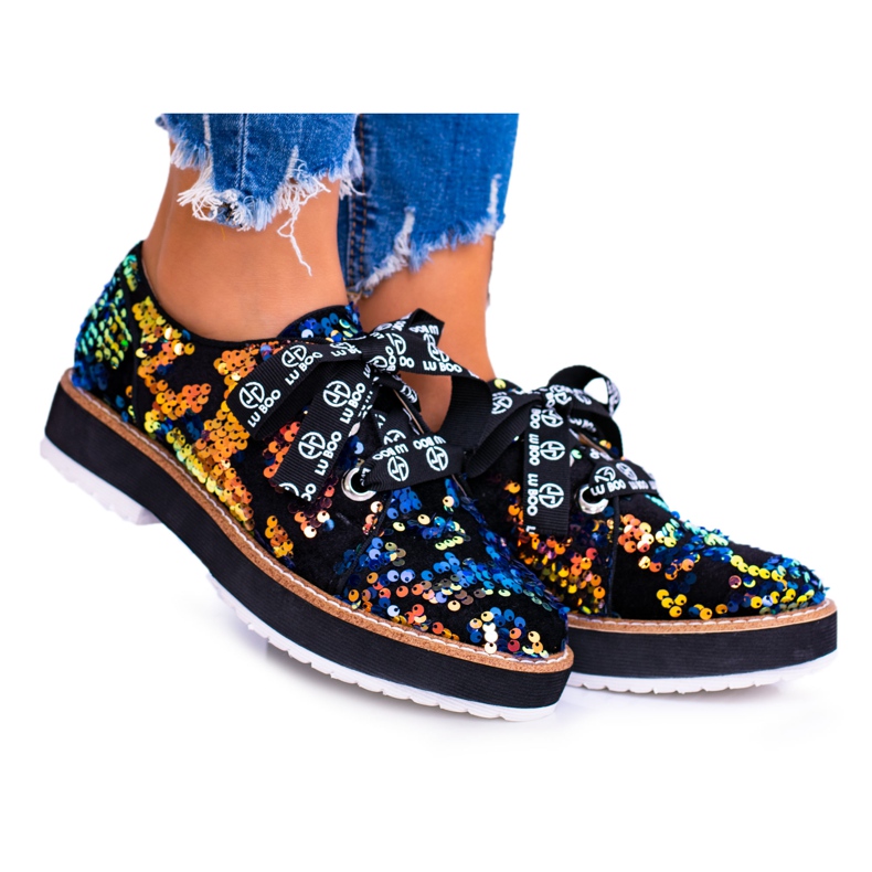 Lu Boo Női Brogues Suede Multicolor Moonlight fekete sokszínű