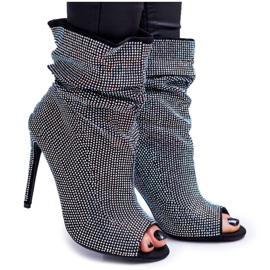 Női Csizma Magas sarkú Lu Boo Strasszos Fekete Sávok Női Csizma Magas sarkú Lu Boo Strasszos Fekete Sávok