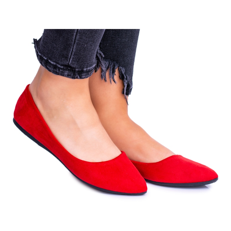 PS1 Piros női balerinák Suede Dermeno