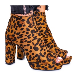 FRID Női csizmák sarkán Nyitott lábujjak Párduc Temira barna