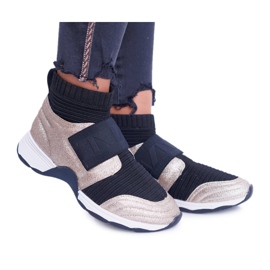 Női sportcipő Lu Boo zoknival Arany csillogó fantom fekete sokszínű sárga