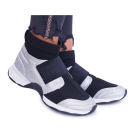 Női sportcipő Lu Boo zokni ezüst csillogó fantommal fekete szürke sokszínű Női sportcipő Lu Boo zokni ezüst csillogó fantommal fekete szürke sokszínű