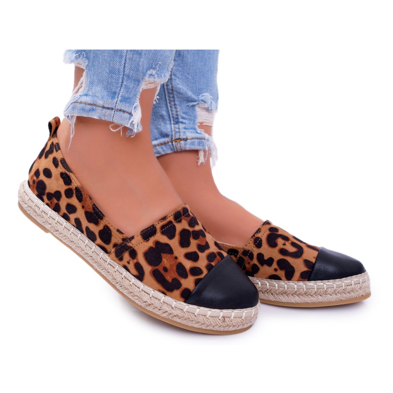 NFR Női espadrilles Leopard Flaty barna