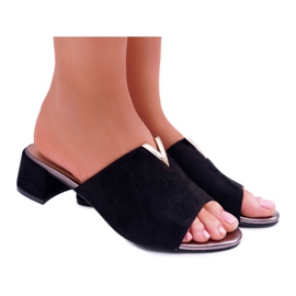 Vinceza Női klasszikus elegáns papucs fekete Demea blokkon