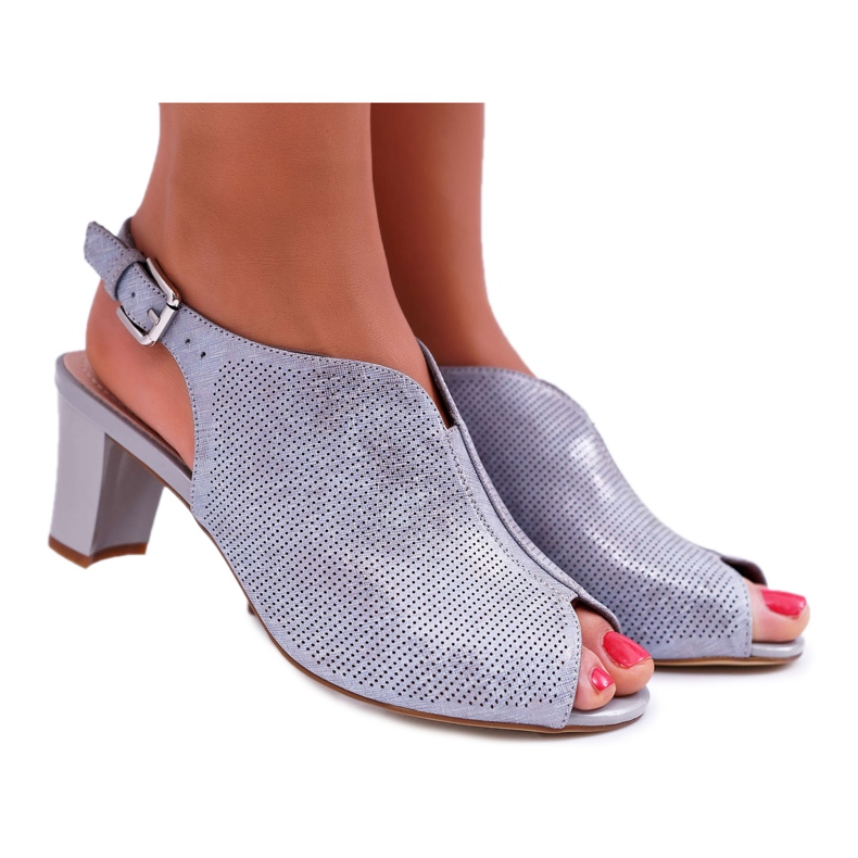 Női szandál a magas sarkú Sergio Leone SK800 szürke Fanfara