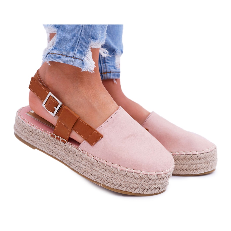 NFR Női velúr espadrillák a rózsaszín Parteno platformon
