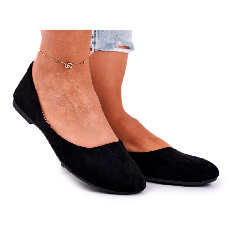 EVE Női velúr ballerinas 9BL02-1031 Black Lasota fekete