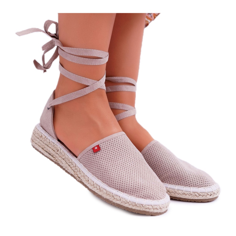 Big Star Női espadrilles nagy csillag bézs platformon DD274A193