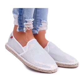 Női espadrilles Big Star irizáló flitterek fehér DD274A162