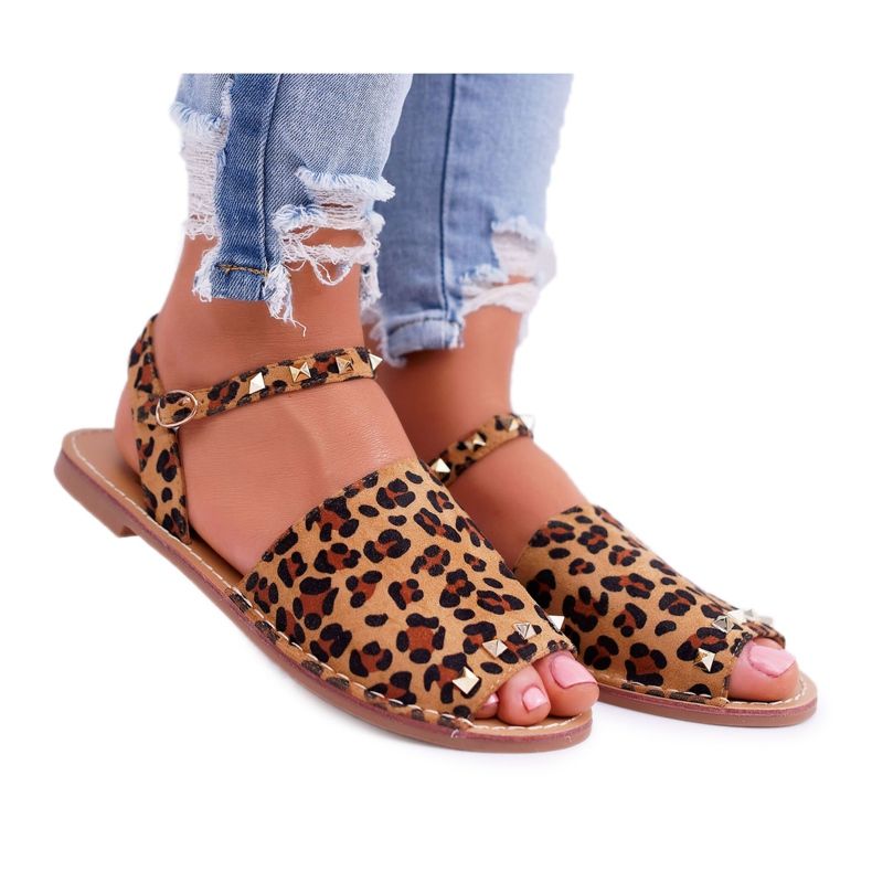 Női szandál Lu Boo Suede Leopard Silena barna