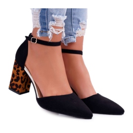 SEA Női Szivattyú Egy Sarok Leopárd Fekete Ferri barna