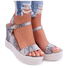 BUGO Női szandál Wedge lenvászon kígyó Liviana szürke BUGO Női szandál Wedge lenvászon kígyó Liviana szürke