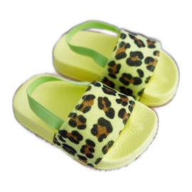 FRROCK Gyermeklány papucs Brocade Leopard Lime Rimia sokszínű zöld