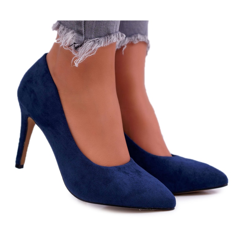 EVE Női Stilettos Suede In Spitz Navy Blue Kiss Me sötétkék