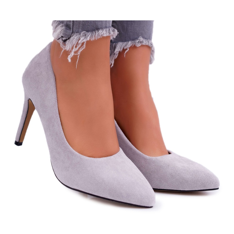 EVE Női Stilettos Suede In Spitz Grey Kiss Me szürke