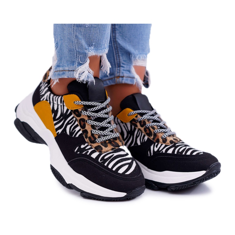 Női sportcipő Vastag talpú Zebra Sevana barna fekete