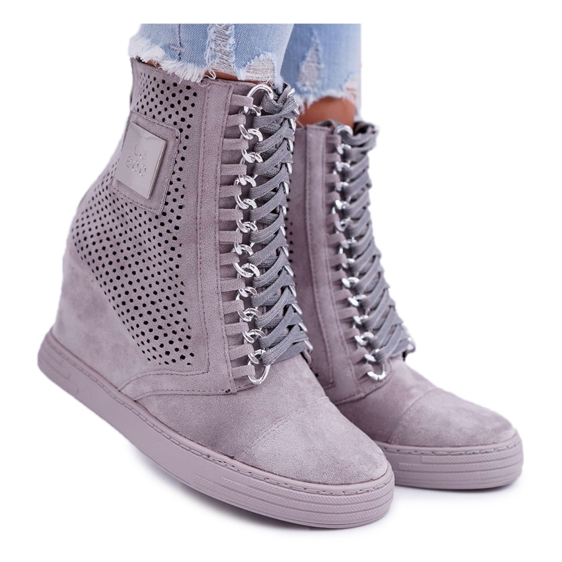 Női tornacipő Lu Boo Áttört Suede Grey Clamma szürke