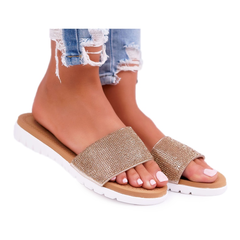 Lu Boo női arany flitteres papucsok aranysárga