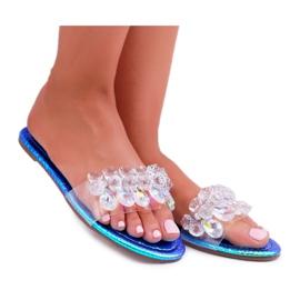 Női papucs köbös cirkóniával Lu Boo benzin kék médiával Női papucs köbös cirkóniával Lu Boo benzin kék médiával