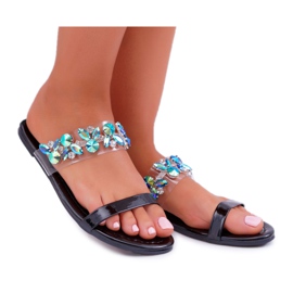 Női papucs Lu Boo Elegáns, Fekete elemi köbcirkóniával Női papucs Lu Boo Elegáns, Fekete elemi köbcirkóniával