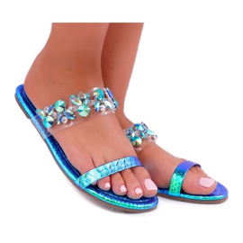 Női papucs Lu Boo elegáns, köbös cirkónium kék elemmel Női papucs Lu Boo elegáns, köbös cirkónium kék elemmel