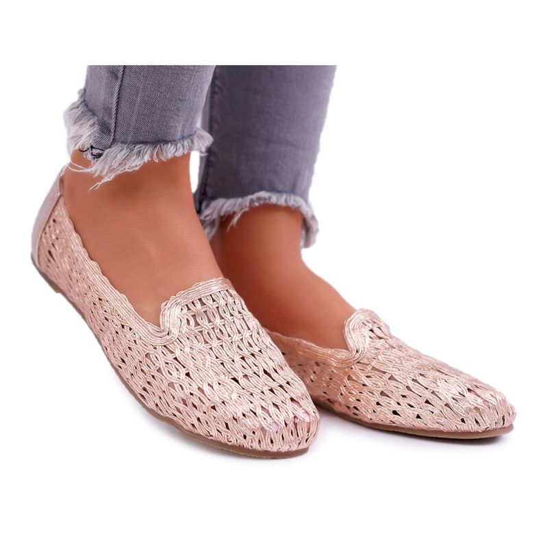 Női balerinák Lu Boo fonott rózsa arany 4Ever rózsaszín