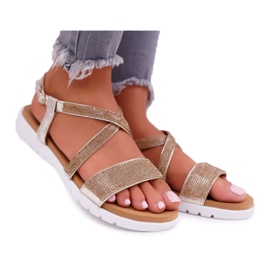 Női szandál Lu Boo köbcirkóniával 406-5 Gold Stella aranysárga