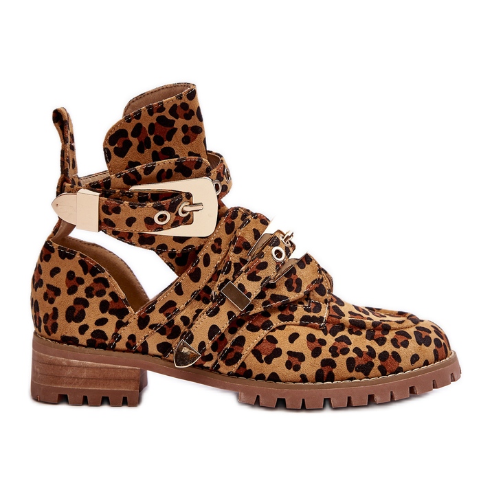 Lu Boo Suede csizma kivágásokkal Leopard Rock Girl barna