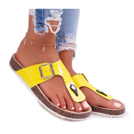 SEA Női papucs Papucs a dugón, Lakkozott sárga paletta