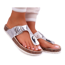 SEA Női papucs Papucs a dugón, Lakkozott ezüst paletta szürke