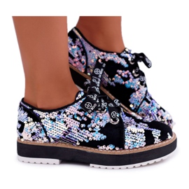 Női Brogues Lu Boo ezüst flitteres holdfény fekete sokszínű Női Brogues Lu Boo ezüst flitteres holdfény fekete sokszínű