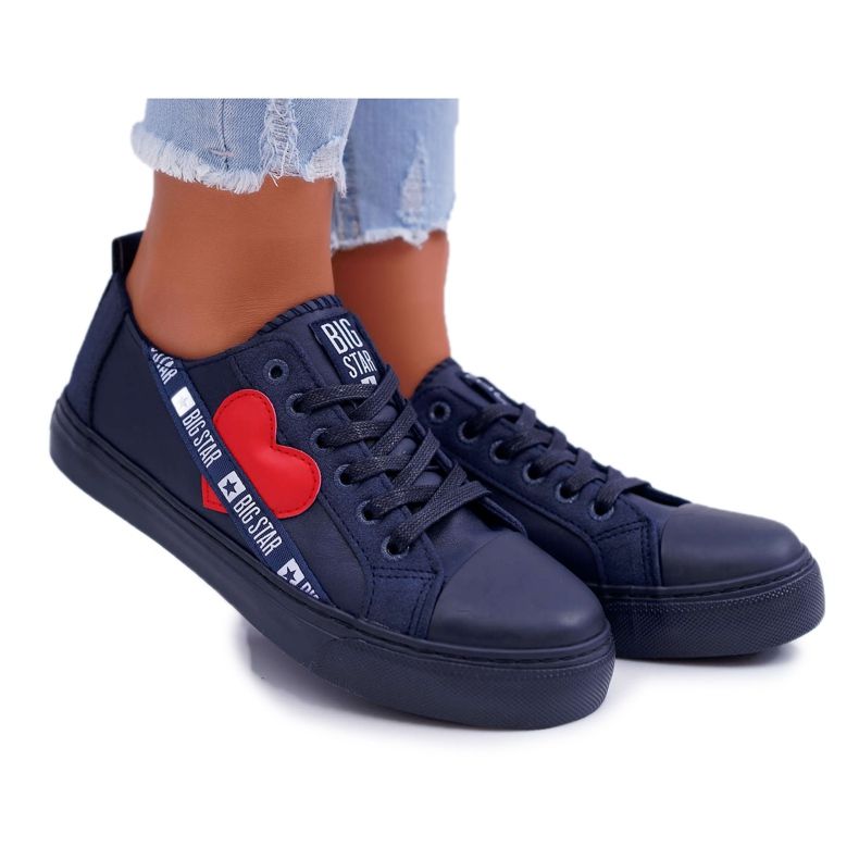 Női tornacipő Big Star Navy Blue szívvel EE274258 sötétkék