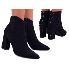 SEA Női csizma magas sarkú szegecsekkel Spitz RB23P fekete snackben