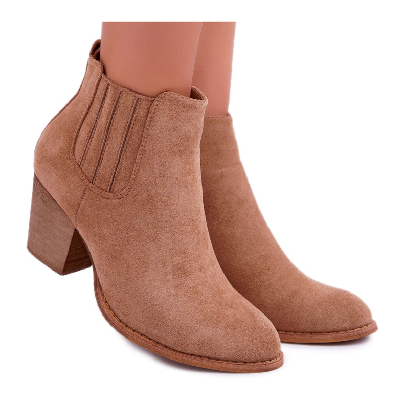 FRID Női csizma magas sarkú velúr bézs Gomen