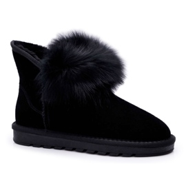 HAN Női hócsizma szőrmés velúr bőrből fekete emlék