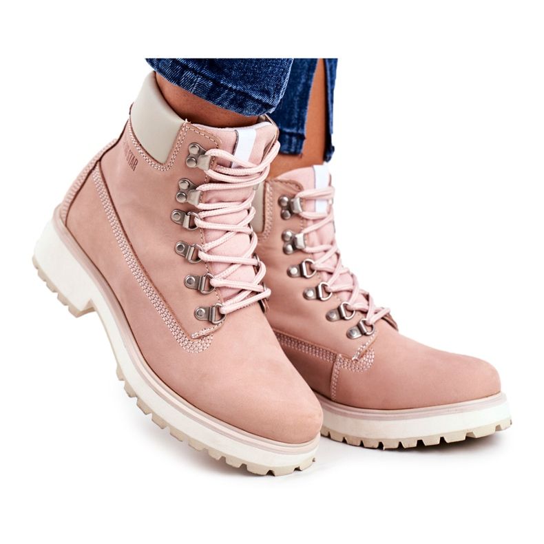 Női csizma Trappers Big Star Pastel Pink EE274034 rózsaszín