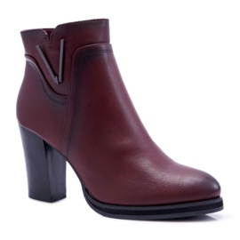 Női csizma magas sarkúban Sergio Leone Burgundy BT537 piros