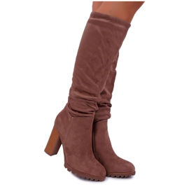 EVE Női csizma sarkán Suede Khaki Marion