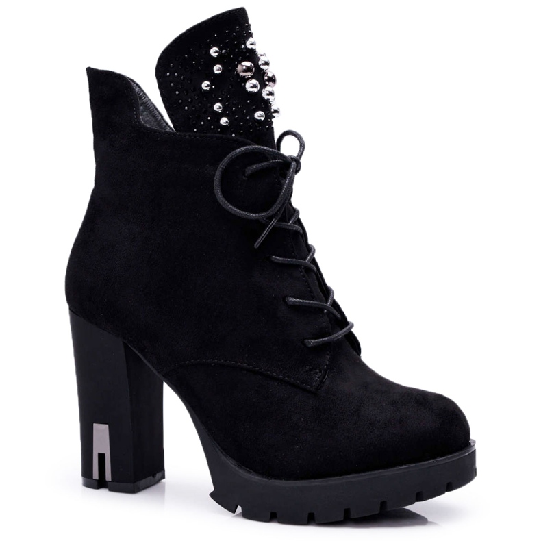 EVE Női csizma a sarkán és Platform Suede Black Fieste fekete