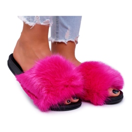 PS1 Női papucs szőrmével NiceFur Fuchsia rózsaszín
