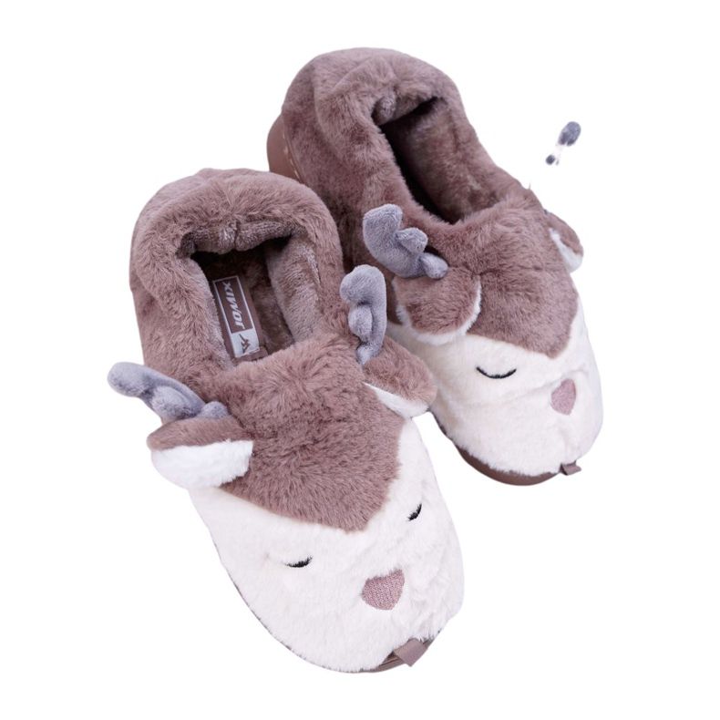 BUGO Női papucs szőrmével Barna rénszarvas rénszarvas