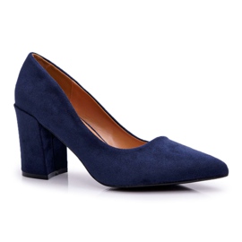 FRJ Női szivattyú sarokon Suede Navy Blue Femmini sötétkék