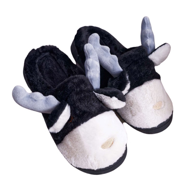 FRID Női papucs szőrmével fekete rénszarvas Deff