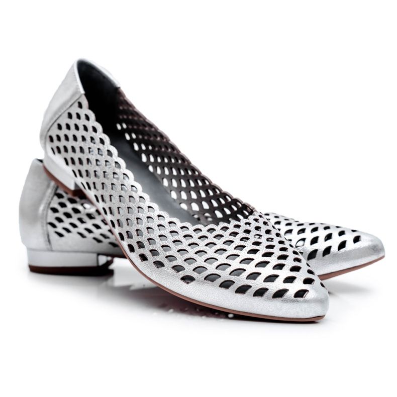 Exquisite Női balerinák ezüstbőrű finom 1107/1 szürke