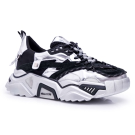 Női sportcipő Big Star, Daniel Lopez, fekete ezüst FF274A527 szürke