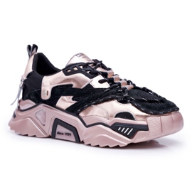 Női sportcipő Big Star, Daniel Lopez, fekete és arany FF274A528 sárga