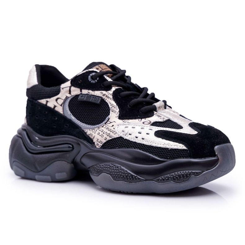 Női sportcipő Big Star, Daniel Lopez, fekete és arany FF274A524 sárga