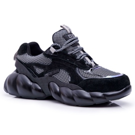 Női sportcipő Big Star, Daniel Lopez, fekete szürke FF274A553