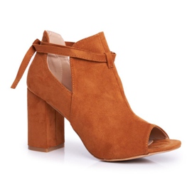 Vinceza Női csizma Szandál sarokban Nyitott lábujj Teve szürke barna sárga